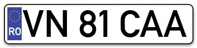 Placuta inmatriculare numar auto  VN-81-CAA, VN 81 CAA, VN81CAA