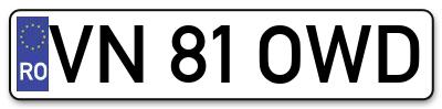 Placuta inmatriculare numar auto  VN-81-OWD, VN 81 OWD, VN81OWD