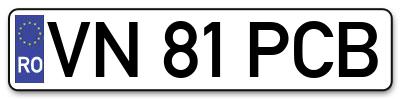 Placuta inmatriculare numar auto  VN-81-PCB, VN 81 PCB, VN81PCB