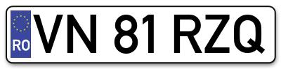 Placuta inmatriculare numar auto  VN-81-RZQ, VN 81 RZQ, VN81RZQ