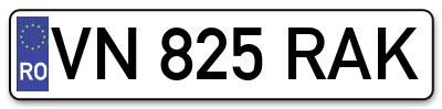 Placuta inmatriculare numar auto  VN-825-RAK, VN 825 RAK, VN825RAK