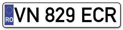 Placuta inmatriculare numar auto  VN-829-ECR, VN 829 ECR, VN829ECR