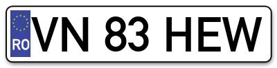 Placuta inmatriculare numar auto  VN-83-HEW, VN 83 HEW, VN83HEW