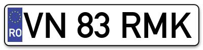 Placuta inmatriculare numar auto  VN-83-RMK, VN 83 RMK, VN83RMK