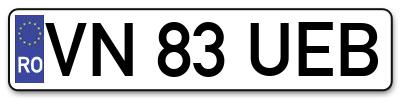 Placuta inmatriculare numar auto  VN-83-UEB, VN 83 UEB, VN83UEB