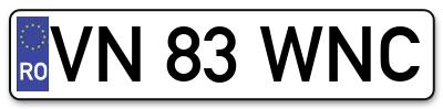 Placuta inmatriculare numar auto  VN-83-WNC, VN 83 WNC, VN83WNC