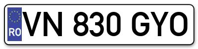 Placuta inmatriculare numar auto  VN-830-GYO, VN 830 GYO, VN830GYO