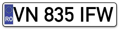 Placuta inmatriculare numar auto  VN-835-IFW, VN 835 IFW, VN835IFW