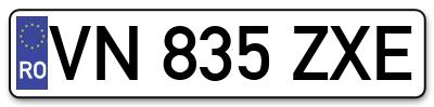 Placuta inmatriculare numar auto  VN-835-ZXE, VN 835 ZXE, VN835ZXE