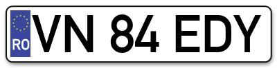 Placuta inmatriculare numar auto  VN-84-EDY, VN 84 EDY, VN84EDY