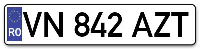 Placuta inmatriculare numar auto  VN-842-AZT, VN 842 AZT, VN842AZT