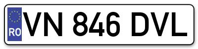Placuta inmatriculare numar auto  VN-846-DVL, VN 846 DVL, VN846DVL