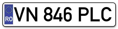 Placuta inmatriculare numar auto  VN-846-PLC, VN 846 PLC, VN846PLC