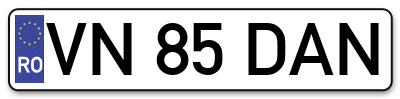 Placuta inmatriculare numar auto  VN-85-DAN, VN 85 DAN, VN85DAN