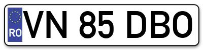 Placuta inmatriculare numar auto  VN-85-DBO, VN 85 DBO, VN85DBO