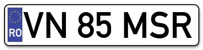 Placuta inmatriculare numar auto  VN-85-MSR, VN 85 MSR, VN85MSR