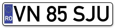 Placuta inmatriculare numar auto  VN-85-SJU, VN 85 SJU, VN85SJU