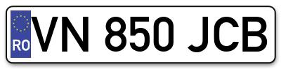 Placuta inmatriculare numar auto  VN-850-JCB, VN 850 JCB, VN850JCB