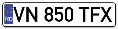 Placuta inmatriculare numar auto  VN-850-TFX, VN 850 TFX, VN850TFX