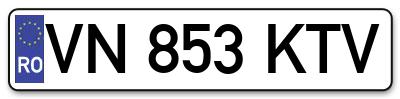 Placuta inmatriculare numar auto  VN-853-KTV, VN 853 KTV, VN853KTV