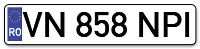 Placuta inmatriculare numar auto  VN-858-NPI, VN 858 NPI, VN858NPI