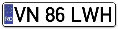 Placuta inmatriculare numar auto  VN-86-LWH, VN 86 LWH, VN86LWH