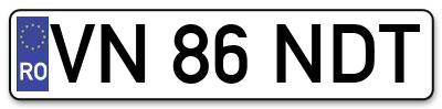 Placuta inmatriculare numar auto  VN-86-NDT, VN 86 NDT, VN86NDT