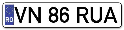 Placuta inmatriculare numar auto  VN-86-RUA, VN 86 RUA, VN86RUA