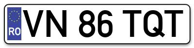 Placuta inmatriculare numar auto  VN-86-TQT, VN 86 TQT, VN86TQT