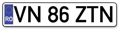 Placuta inmatriculare numar auto  VN-86-ZTN, VN 86 ZTN, VN86ZTN