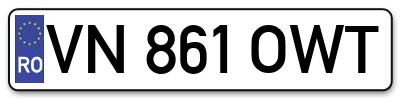 Placuta inmatriculare numar auto  VN-861-OWT, VN 861 OWT, VN861OWT