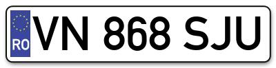 Placuta inmatriculare numar auto  VN-868-SJU, VN 868 SJU, VN868SJU