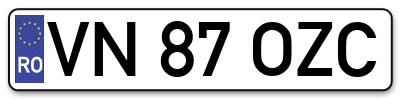 Placuta inmatriculare numar auto  VN-87-OZC, VN 87 OZC, VN87OZC