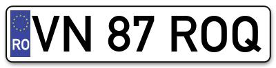 Placuta inmatriculare numar auto  VN-87-ROQ, VN 87 ROQ, VN87ROQ