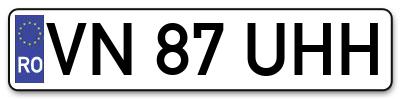 Placuta inmatriculare numar auto  VN-87-UHH, VN 87 UHH, VN87UHH
