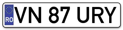 Placuta inmatriculare numar auto  VN-87-URY, VN 87 URY, VN87URY