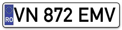 Placuta inmatriculare numar auto  VN-872-EMV, VN 872 EMV, VN872EMV