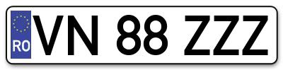 Placuta inmatriculare numar auto  VN-88-ZZZ, VN 88 ZZZ, VN88ZZZ