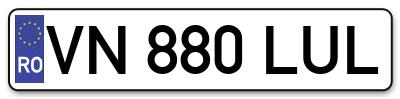 Placuta inmatriculare numar auto  VN-880-LUL, VN 880 LUL, VN880LUL