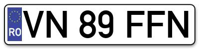 Placuta inmatriculare numar auto  VN-89-FFN, VN 89 FFN, VN89FFN