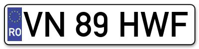 Placuta inmatriculare numar auto  VN-89-HWF, VN 89 HWF, VN89HWF