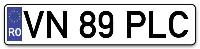 Placuta inmatriculare numar auto  VN-89-PLC, VN 89 PLC, VN89PLC