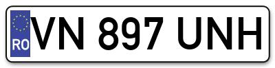 Placuta inmatriculare numar auto  VN-897-UNH, VN 897 UNH, VN897UNH