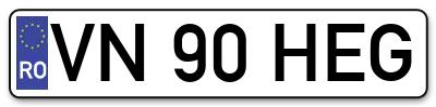 Placuta inmatriculare numar auto  VN-90-HEG, VN 90 HEG, VN90HEG