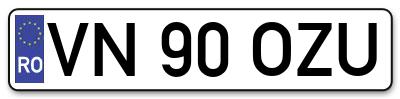Placuta inmatriculare numar auto  VN-90-OZU, VN 90 OZU, VN90OZU