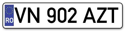 Placuta inmatriculare numar auto  VN-902-AZT, VN 902 AZT, VN902AZT