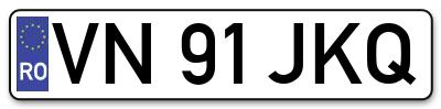 Placuta inmatriculare numar auto  VN-91-JKQ, VN 91 JKQ, VN91JKQ