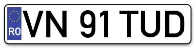 Placuta inmatriculare numar auto  VN-91-TUD, VN 91 TUD, VN91TUD