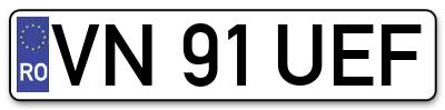 Placuta inmatriculare numar auto  VN-91-UEF, VN 91 UEF, VN91UEF