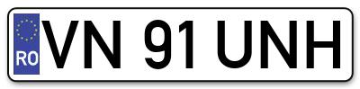 Placuta inmatriculare numar auto  VN-91-UNH, VN 91 UNH, VN91UNH